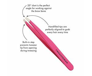 TWEEZERMAN FULL SIZE SLANT TIP TWEEZER - FULL SIZE - PINK - AUTHENTIC