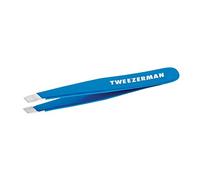 Tweezerman Mini Slant Travel Tweezers For Eyebrows, Facial Hair, Ingrown Hair (Bahama Blue)