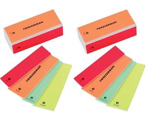 Tweezerman Neon Hot File, Buff, Smooth and Shine Block (Pack of 2)