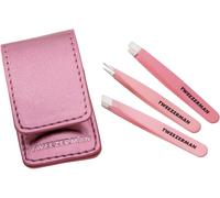Tweezerman Pink Micro Mini Tweezer Set, 3 Tweezers (Slant, Straight, Point)