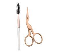 Tweezerman Rose Gold Brow Shaping Kit, Includes Scissors and Eyebrow Brush (Set of 2)