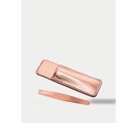 TWEEZERMAN Rose Gold Mini Slant & Case