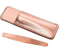 Tweezerman Rose Gold Mini Slant Tweezer with Case - Tweezers For Facial Hair Re