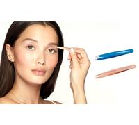 Tweezerman Mini Slant Travel Tweezers For Eyebrows, Facial Hair, Ingrown Hair (Bahama Blue)