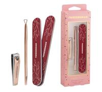 Tweezerman Vintage Rose Manicure Gift Set, Includes Nail Clippers, 2 Files & Dual-Ended Polish Remover Pushy (Pack of 4)