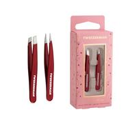 Tweezerman Vintage Rose Micro Mini Tweezers Set, Includes a Micro-Mini Pair of Slant & Point Tweezers, (Pack of 2)
