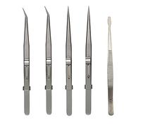 Tweezers, 5 Pcs Precision Tweezers Set, Anti-Static Stainless Steel Long Tweezers Kit for Electronics, Laboratory Work, Jewelry-Making, Craft, Soldering, Hobby, Watches, Car Machines Repair Etc