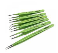 Tweezers 6pc Stainless Steel Epoxy Coated Sizes 5 3C 7A 00 2A and SS Jewellers