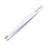 Tweezers for Eyebrows - Stainless Steel Slanted Eyebrow Tweezer - Precision Removal of Facial Hair, Ingrown Hair and Splinter - Professional Blackhead and Tick Remover for Men and Women (White)