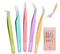 Tweezers for Facial Hair Women, MORGLES Professional Stainless Steel Precision Eyebrow Tweezers Set for Women Men, Multi-Colored