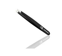 Tweezers for Women - Slant Pointed Precision Tweezers for Eyebrows & Ingrown Hair Removal - Blackhead and Splinter Tweezer with Sharp Needle Nose Point for Plucking (Black)