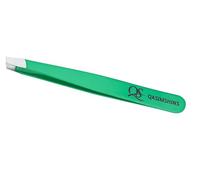 Tweezers for Women - Slant Pointed Precision Tweezers for Eyebrows & Ingrown Hair Removal - Blackhead and Splinter Tweezer with Sharp Needle Nose Point for Plucking (Green)