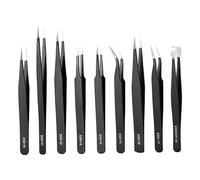 Tweezers Kit, 9pcs Precision ESD Tweezers Tools Kit Anti-Static for Electronics, Jewelry, Watches, Laboratory