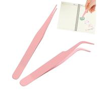 Tweezers Making Straight Set - Stainless Steel Elbow Tools, Precision Handles, Top Scrapbooking Kit Sticker Holder, Durable Point Tip Aid For Craft Work Lashes