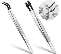 Tweezers Precision Stainless Steel Tweezers Anti-Static Nail Eyebrow Watch Beads for Paper Crafting Stamps, Holding Spheres of Earrings, Coin Gems and Other Foreign Objects, 5.9 inches (150 mm), Set