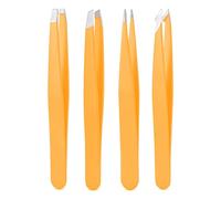Tweezers Set, High Precision Stainless Steel Eyebrow Tweezers for Facial Hair, Inward Growing Hair and Splinter Remover Kit, Suitable for Women and Men, Pink and Black 4-Piece Set. (Orange)