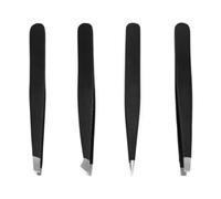 Tweezers Set - Professional Stainless Steel Tweezers for Eyebrows - Great Precision for Facial Hair, Splinter and Ingrown Hair Removal (Black)