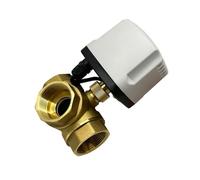 TWEFTPKD 1PCS 1/2'' 3/4'' 1'' 1-1/4'' IP65 Waterproof Brass Electric Ball Valve 3 Lines 2 Control T-Type Three-Way Electric Ball Valve(T TYPE-24VDC-CR02,1.25 Inch)