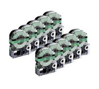 TWEJHX 10pcs 12mm Black On White SS12KW Label Tape Compatible With Label Printer Models LW-300 LW-400 LW-600P LW-700 LW-700P(10PK Black on Green)