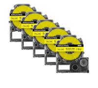 TWEJHX 10PK LA-4WBA5 Tubes Heat Shrinkable 5mm 9mm Black On White Band Compatible With Garden Tool Models Printer Models For Part Number LA-4WBA5 LW-300 400 SU5S(5PK Black on Yellow)