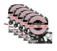 TWEJHX 2pcs 5pcs 10pcs SS12KW 12mm Label Tape Compatible With Printer Models LW-300 LW-400 For Part Number SS12KW LK-4WBN ST12KW SC12RW SC12YW(5PK Black on Pink)