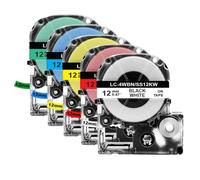 TWEJHX 2pcs 5pcs 10pcs SS12KW 12mm Label Tape Compatible With Printer Models LW-300 LW-400 For Part Number SS12KW LK-4WBN ST12KW SC12RW SC12YW(5PK 5Mixed Colors)
