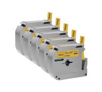 TWEJHX 5 10Pcs 12mm MK Label Tape MK231 MK-231 MK-131 431 631 Compatible With Label Printer Models PT-70 PT-80 For Part Number M-K231(5PK Black on Gold)