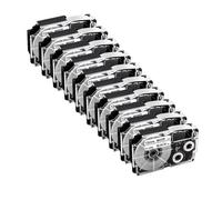 TWEJHX 5/10PK XR-12WE 9/12mm Label Tape Compatible With Printer Supplies Label Maker Models XR-12YW XR-12X XR-9WE XR-9YW 9X KL-60 KL-120 KL-100 For Part Number XR-12WE(10PK Black on White)