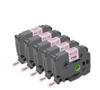 TWEJHX 5 Pièces 12mm TZ Satin Ribbon On Red TZe-RW34 Compatible With PT-P300BT Label Printer Printer Supplies(Black on Pink)