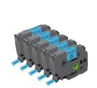 TWEJHX 5 Pièces 12mm TZ Satin Ribbon On Red TZe-RW34 Compatible With PT-P300BT Label Printer Printer Supplies(Black on Sky Blue)