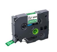 TWEJHX 6/912/18/24mm MultiColor Label Tape Laminated Works With 231 221 241 251 231 221 211 Compatible With Label Printer Models For Part Number H110(White on Green)