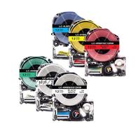 TWEJHX 6PK 12mm Label Tape SS12KW Black On White 4WBN Cartridge Tape Compatible With Printer Supplies Label Printer Models Works With PRO For Part Number SS12KW(6 Color Label)