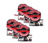 TWEJHX 6PK 12mm Label Tape SS12KW Black On White 4WBN Cartridge Tape Compatible With Printer Supplies Label Printer Models Works With PRO For Part Number SS12KW(Black on Red)