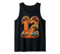 Twelve 12th Birthday Monster Truck Racing 12 Year Old Boy Tank Top