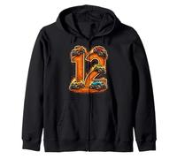 Twelve 12th Birthday Monster Truck Racing 12 Year Old Boy Zip Hoodie