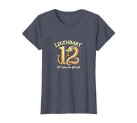 Twelve and Legendary Dragon 12th Birthday Gift T-Shirt, Women, Heather Blue, XXL