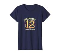 Twelve and Legendary Dragon 12th Birthday Gift T-Shirt, Women, Navy, XS
