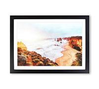 Twelve Apostles in Australia Painting Framed Print | A2 Black Framed Wall Art | Ready to Hang | Modern Historical Picture | Living Room Bedroom Lounge Office