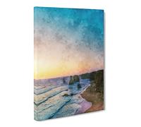 Twelve Apostles In Victoria Australia Abstract Painting Modern Canvas Wall Art Print Ready to Hang, Framed Picture for Living Room Bedroom Home Office Décor, 24x16 Inch (60x40 cm)