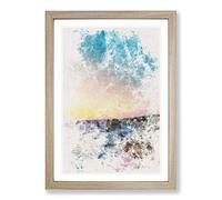 Twelve Apostles in Victoria Australia Abstract Watercolour Framed Print | A2 Oak Framed Wall Art | Ready to Hang | Abstract Historical Picture | Living Room Bedroom Lounge Office