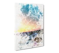 Twelve Apostles In Victoria Australia Abstract Watercolour Modern Canvas Wall Art Print Ready to Hang, Framed Picture for Living Room Bedroom Home Office Décor, 20x14 Inch (50x35 cm)