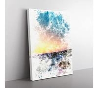 Twelve Apostles In Victoria Australia Abstract Watercolour Modern Canvas Wall Art Print Ready to Hang, Framed Picture for Living Room Bedroom Home Office Décor, 76x50 cm (30x20 Inch)