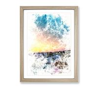Twelve Apostles In Victoria Australia Abstract Watercolour Modern Framed Print | A3 Oak Framed Wall Art | Ready to Hang | Abstract Historical Picture | Living Room Bedroom Lounge Office
