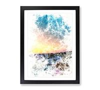 Twelve Apostles In Victoria Australia Abstract Watercolour Modern Framed Wall Art Print, Ready to Hang Picture for Living Room Bedroom Home Office Décor, Black A4 (34 x 25 cm)