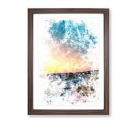 Twelve Apostles In Victoria Australia Abstract Watercolour Modern Framed Wall Art Print, Ready to Hang Picture for Living Room Bedroom Home Office Décor, Walnut A4 (34 x 25 cm)
