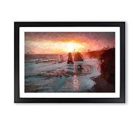 Twelve Apostles in Victoria Australia in Abstract Framed Print | A2 Black Framed Wall Art | Ready to Hang | Abstract Fantasy Picture | Living Room Bedroom Lounge Office