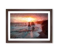 Twelve Apostles in Victoria Australia in Abstract Framed Print | A2 Walnut Framed Wall Art | Ready to Hang | Abstract Fantasy Picture | Living Room Bedroom Lounge Office