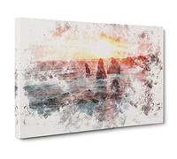 Twelve Apostles in Victoria Australia Watercolour Canvas Print | Gallery Wrapped 30mm Frame Wall Art | 30x20 inches | Ready to Hang | Modern Picture | Living Room Bedroom Lounge Office