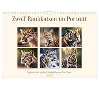 Twelve cats of prey in portrait UK-Version (Wall Calendar 2026 DIN A4 Landscape), CALVENDO 12 Month Wall Calendar