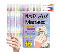 Twelve Colors Marker Collection, Double Tip Nail Drawing Pens, Detailed Dot Illustration Tools, Rich Pigments, Long Lasting, Clean Lines, Portab Storage